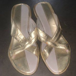 NikeAir Gold High Heel Sandals Shoes